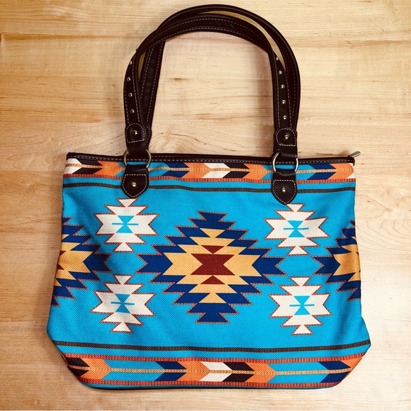 Montana West Aztec tribal Navajo Canvas Tote Bag great condition - Picture 1 of 8